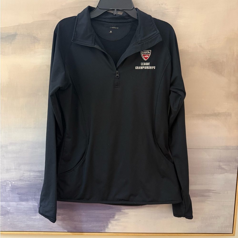 USTA‎ Women’s Tennis Black Quarter-Zip Pullover Athletic Top